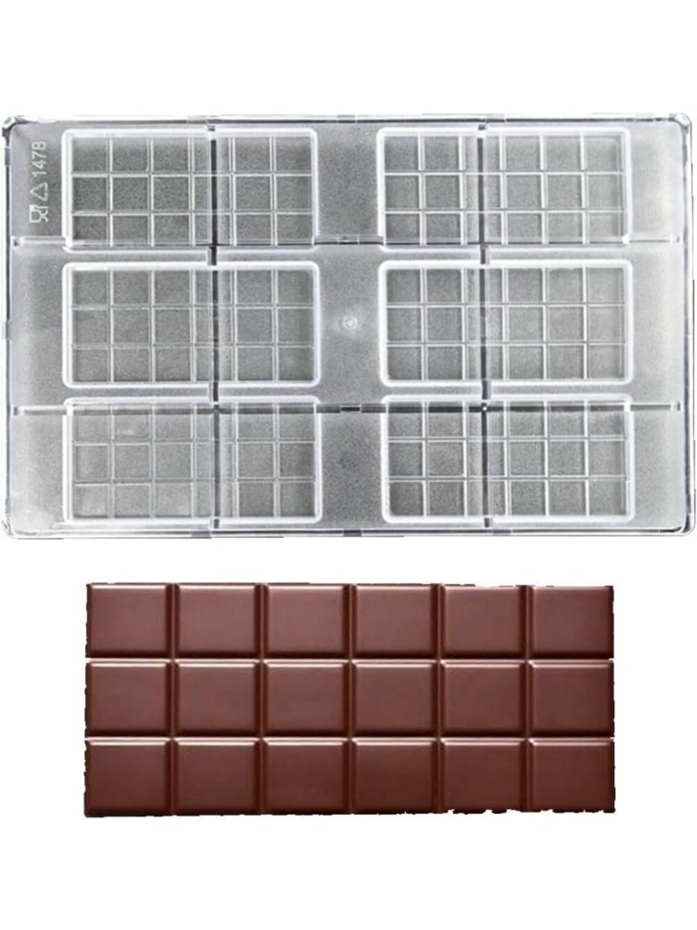 Premium 6-Cavity Chocolate Bar Mold - Reusable, Food-Grade Candy Making Tool